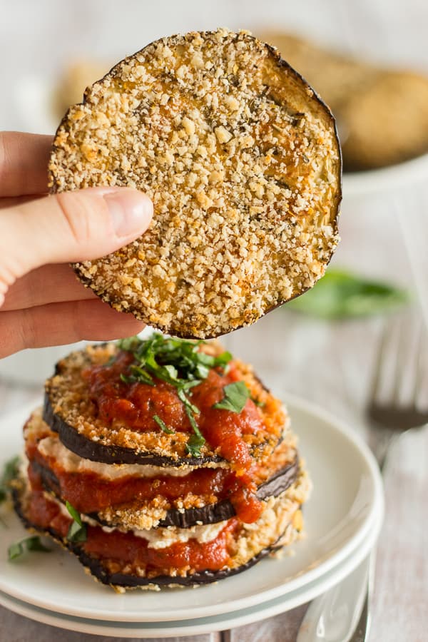 Vegan Baked Eggplant Parmesan Stacks 2