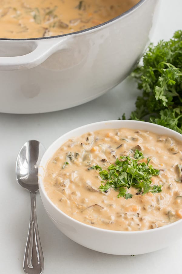 Vegan Creamy Mushroom Wild Rice Soup