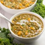 Vegan Curried Lentil Soup with Kale and Sweet Potatoes